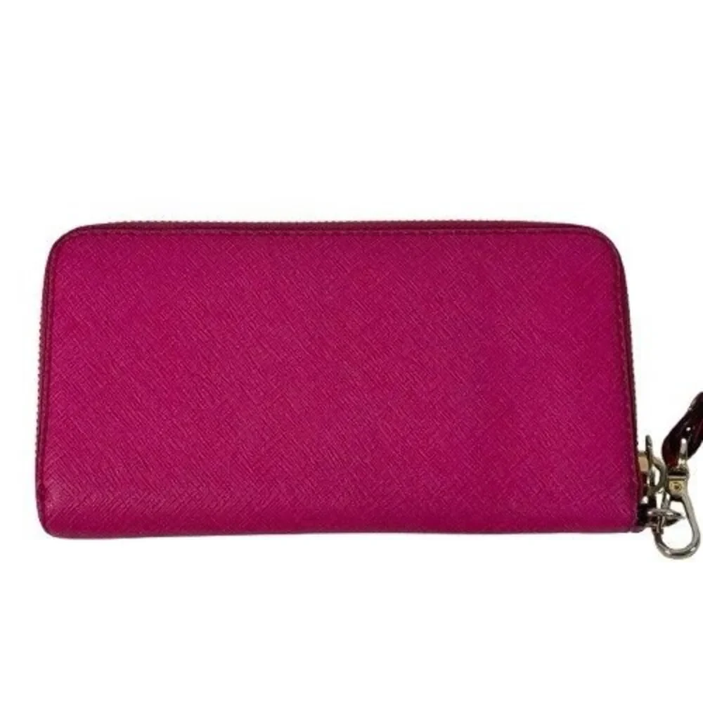 Michael Kors Jet Set Travel Continental Wristlet Wallet Pink Saffiano Leather